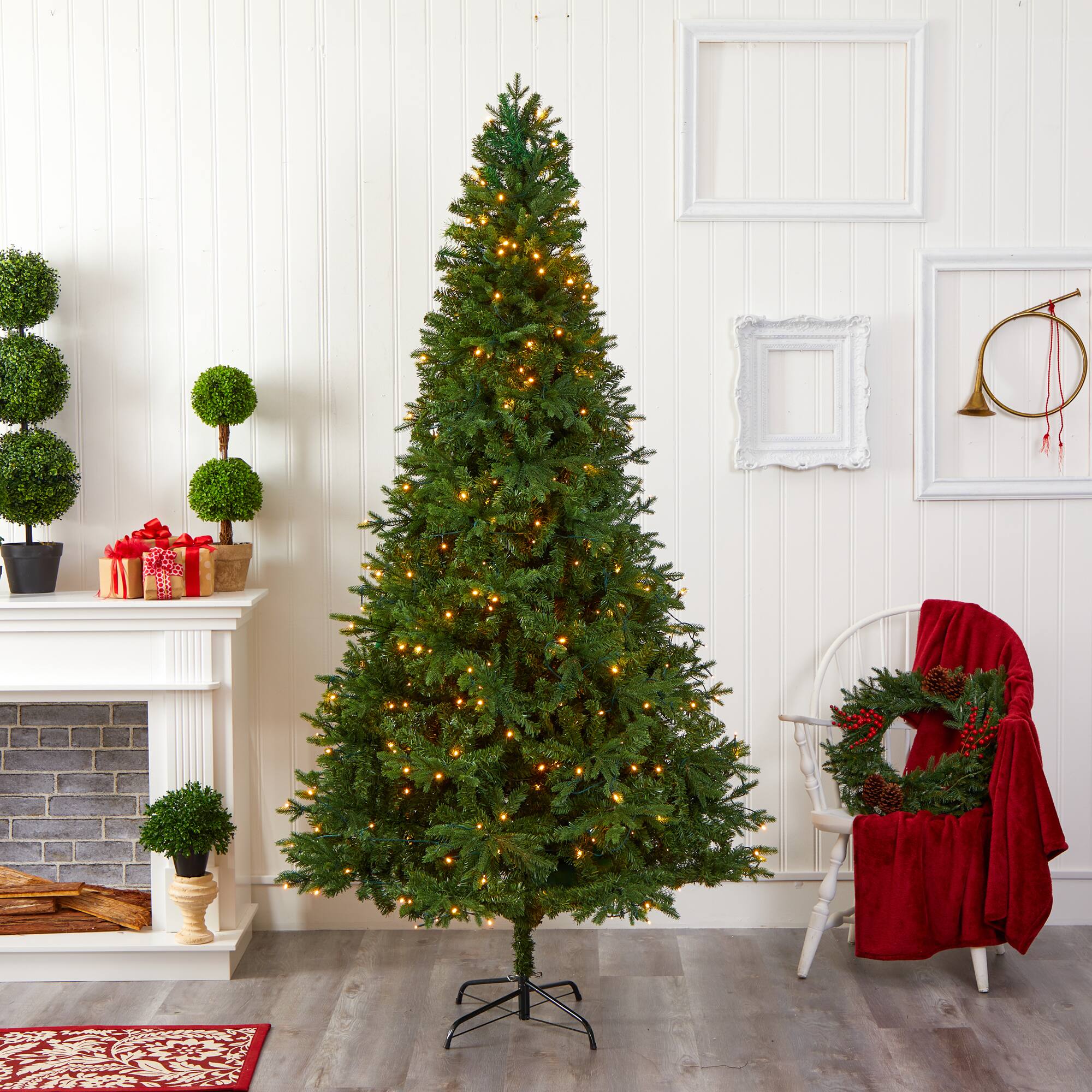 8ft. Pre-Lit Vermont Fir Artificial Christmas Tree with Clear LED Lights